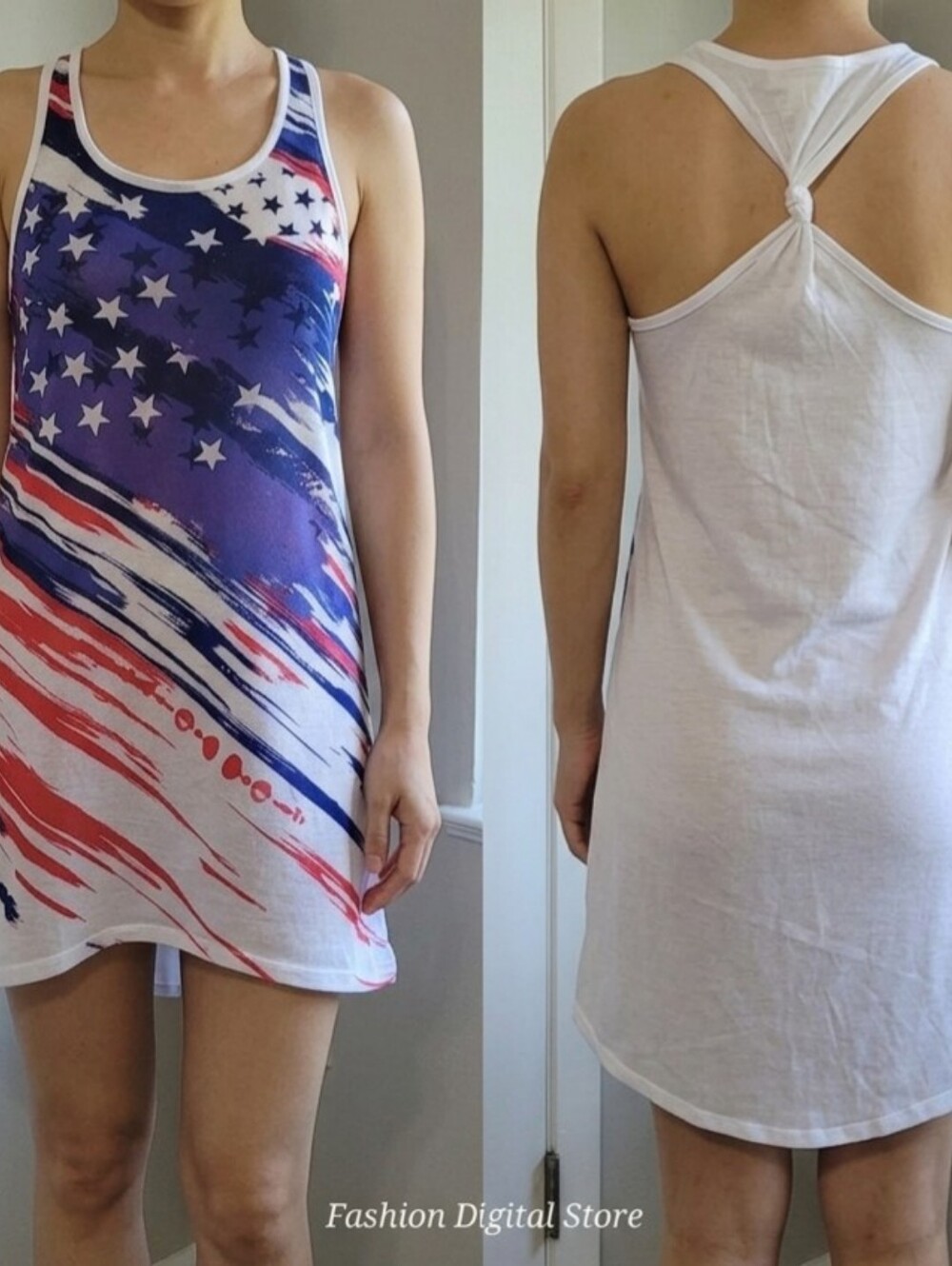 OP Ocean Pacific American Flag Racerback Dress Womens S Red & Blue